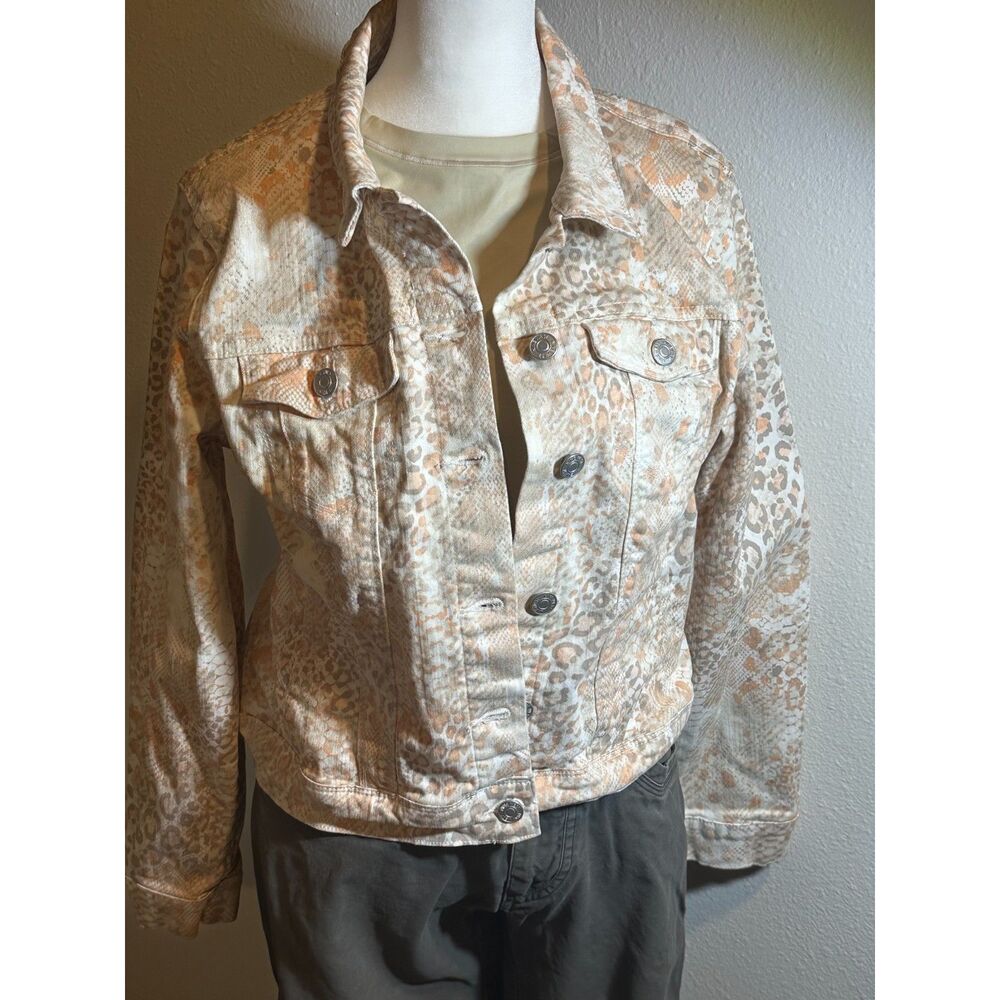 Nine West Jeans Sarah Leopard Denim Jacket, Large EUC - Picture 2 of 7